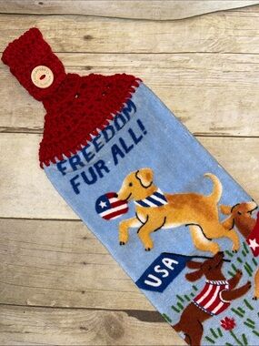 Patriotic Crochet Top Hanging Towel 
Freedom Fur All